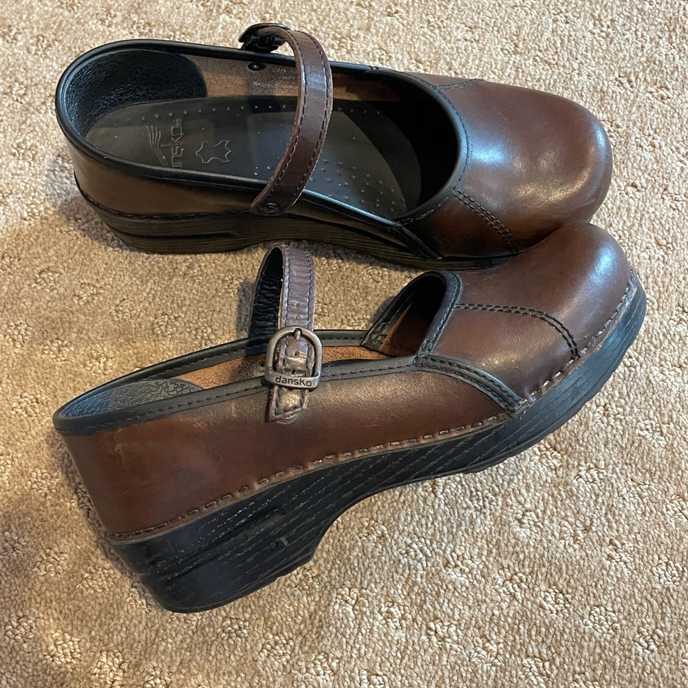 Dansko. Leather. Mary Jane style clog. Durable and cute.